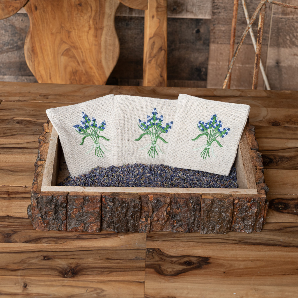 LAVENDER SPRIGS SACHET - ECRU - 4 INCH X 4 INCH