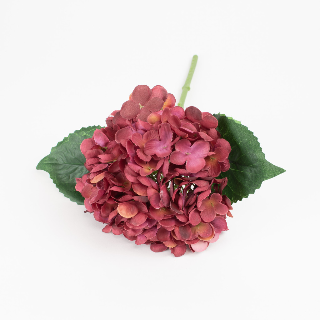 FAUX HYDRANGEA PICK - APPLE RED - 13 INCH