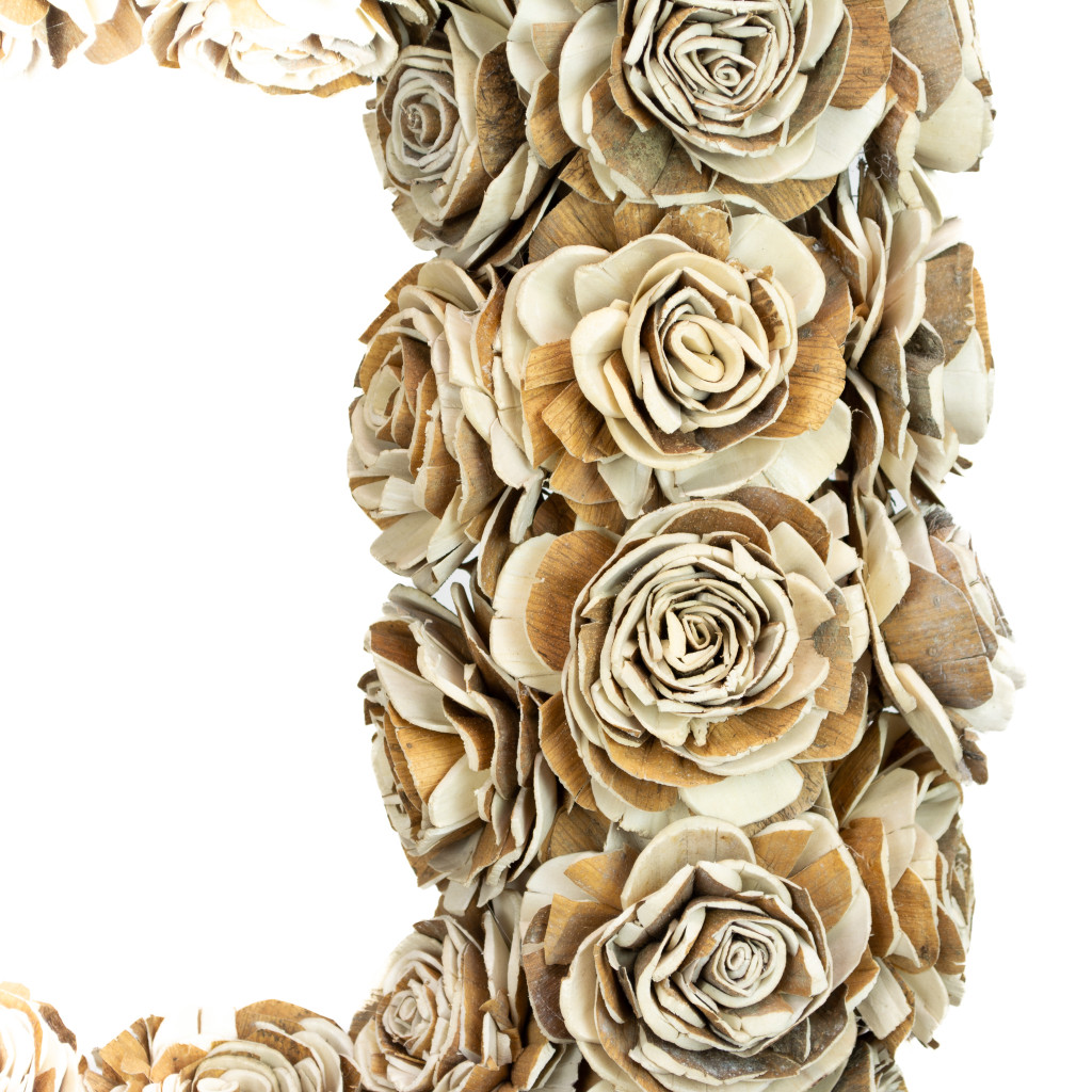 SHOLA COTTAGE ROSE 18" NATURAL WREATH SQUARE