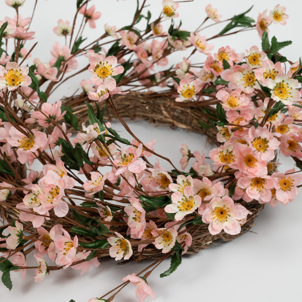 PINK CHERRY BLOSSOM WREATH - 22 INCH