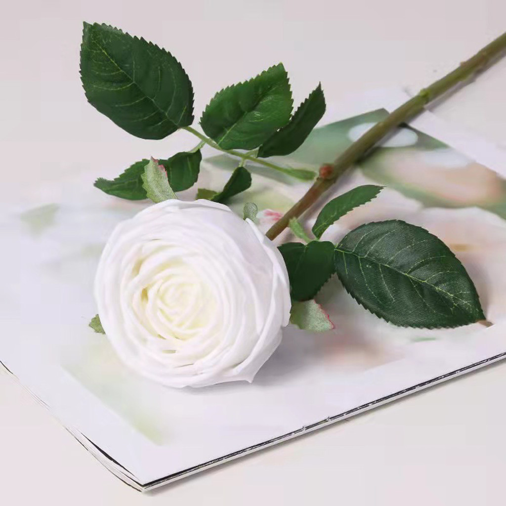 REAL TOUCH GARDEN ROSE - WHITE 17 INCH