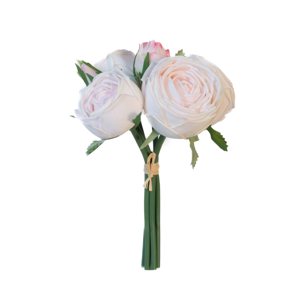 REAL TOUCH ROSE GARDEN 9 INCH BOUQUET - SOFT PINK - 6 BLOOMS