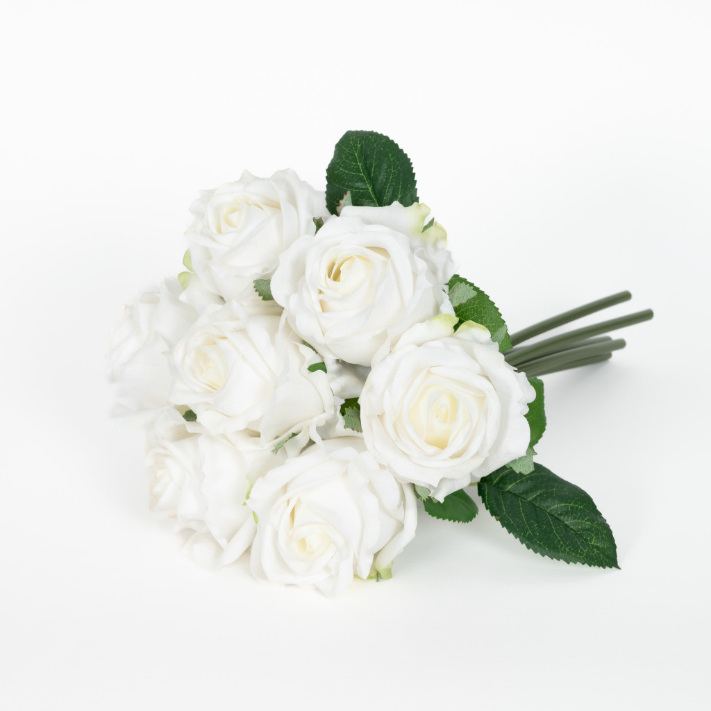 REAL TOUCH ISABEL 12 INCH BOUQUET - WHITE - 7 BLOOMS