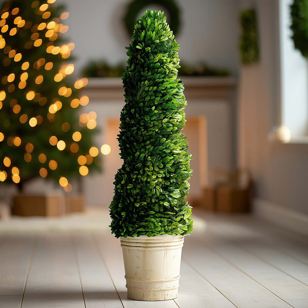 PRESERVED BOXWOOD TOPIARY - SPIRAL - 51 INCH