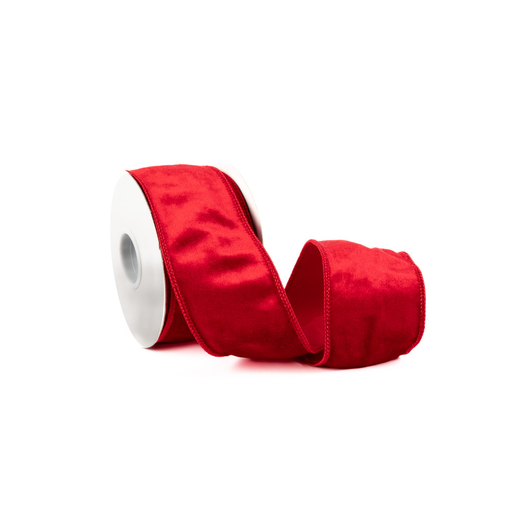 VELVET RIBBON 2.5" X 10 YD - RED