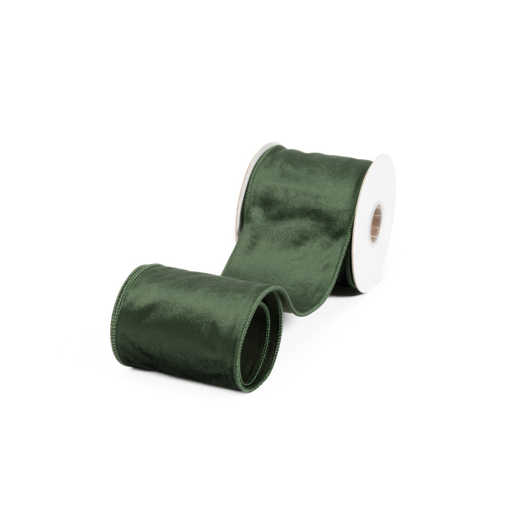 VELVET RIBBON 4" X 10 YD - FOREST GREEN