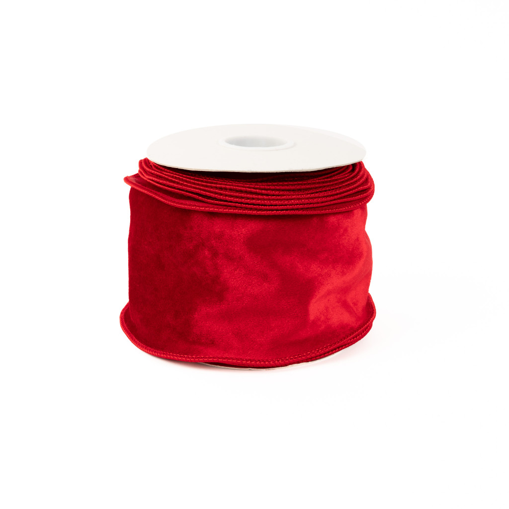 VELVET RIBBON 4" X 10 YD - RED