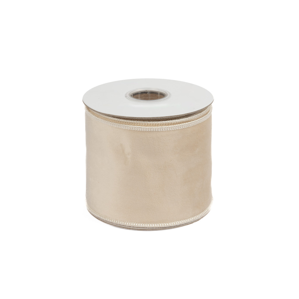 VELVET RIBBON 4" X 10 YD - LINEN