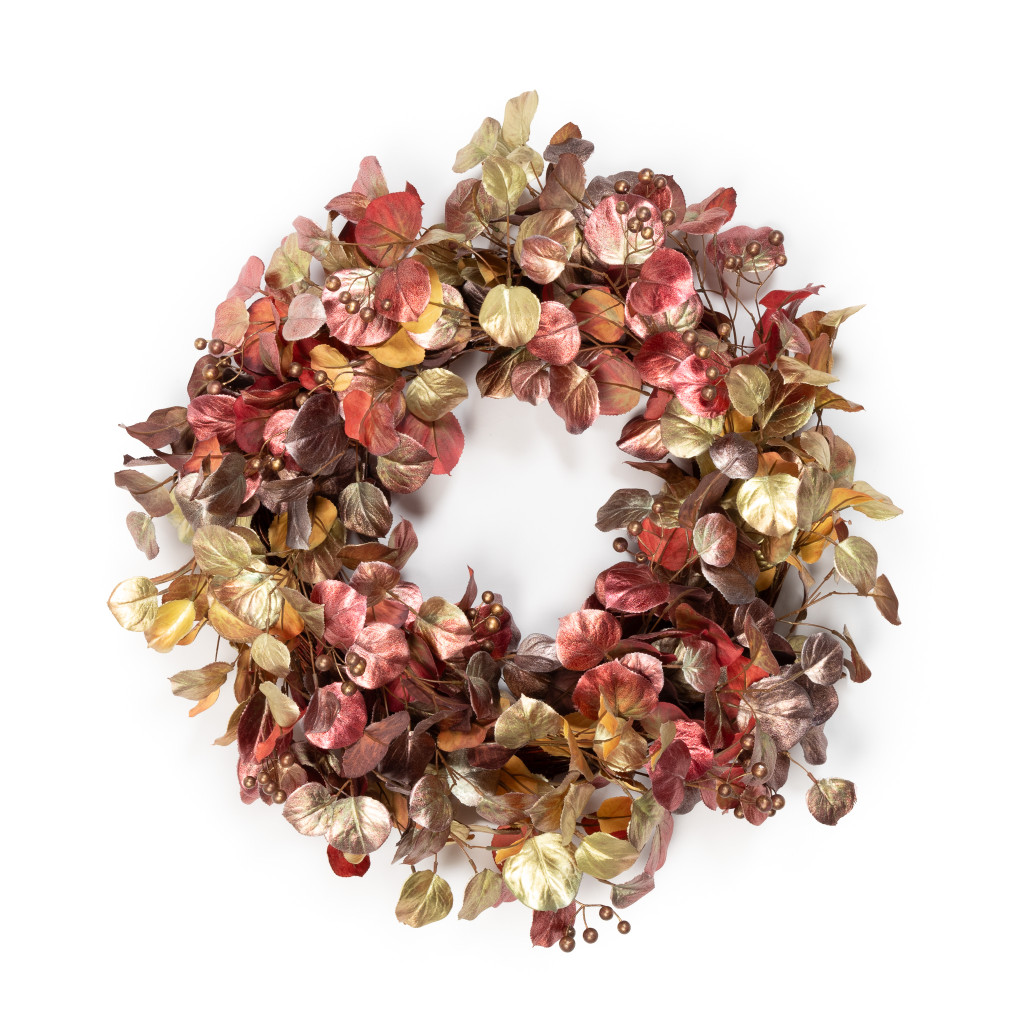 OMBRE LEAF WREATH - BROWN AND GOLD - 26 INCH