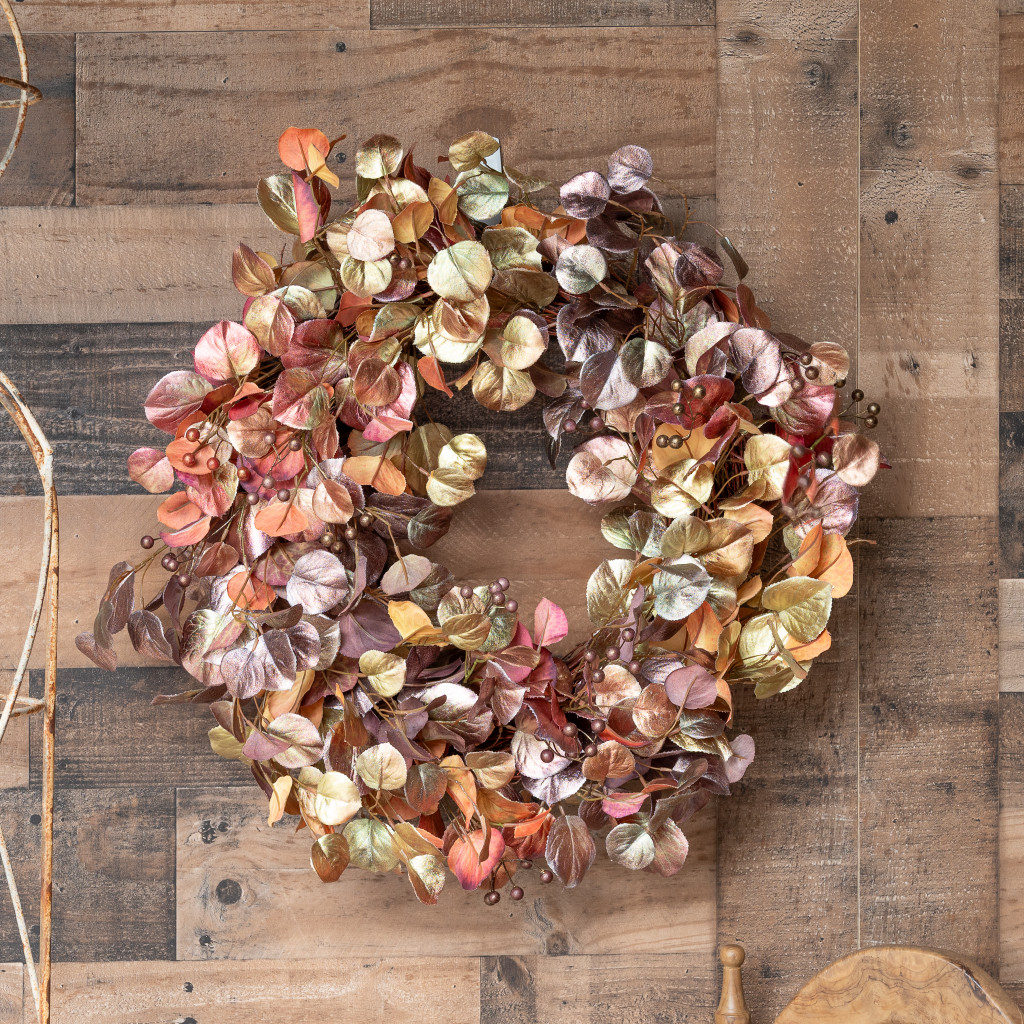 OMBRE LEAF WREATH - BROWN AND GOLD - 26 INCH