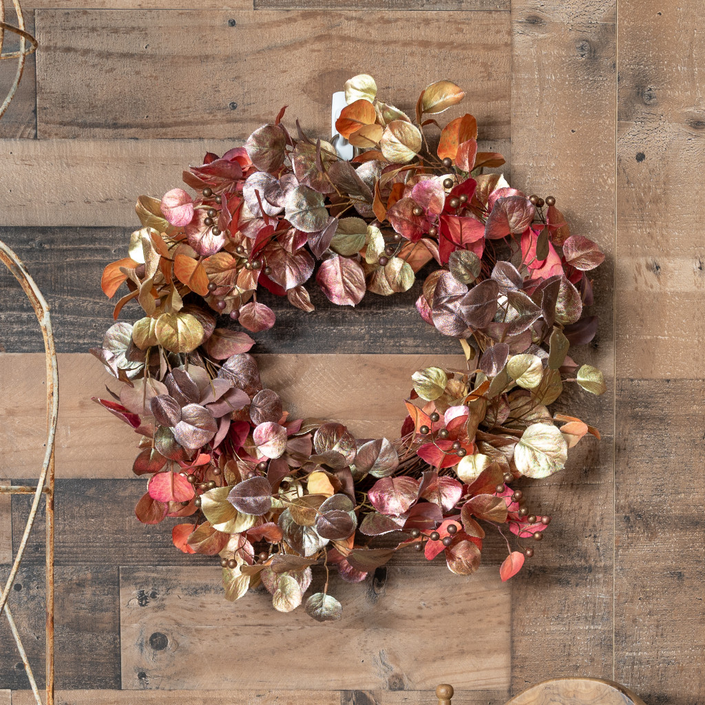 OMBRE LEAF WREATH - BROWN AND GOLD - 23 INCH