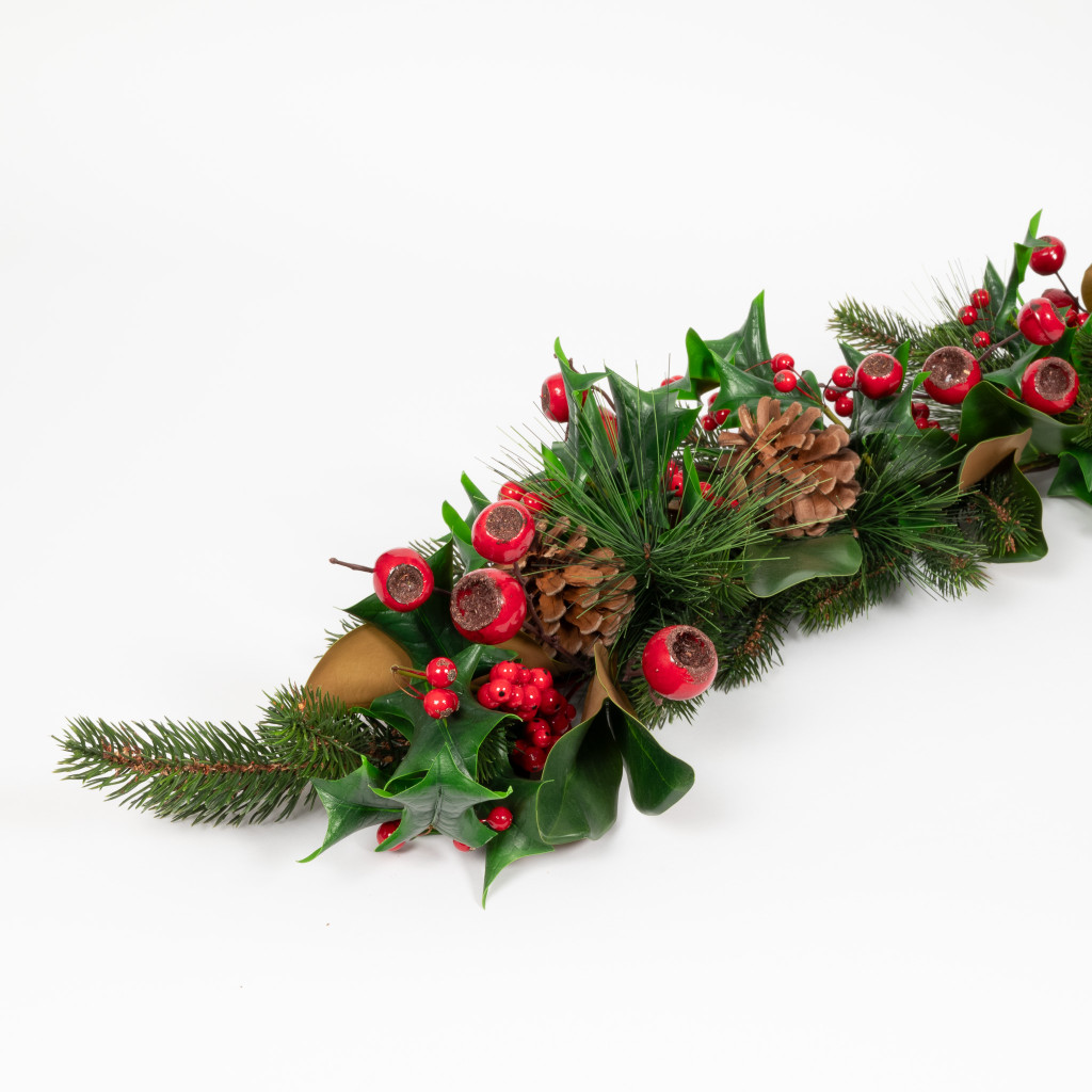 MAGNOLIA & RED BERRY GARLAND - 58 INCH