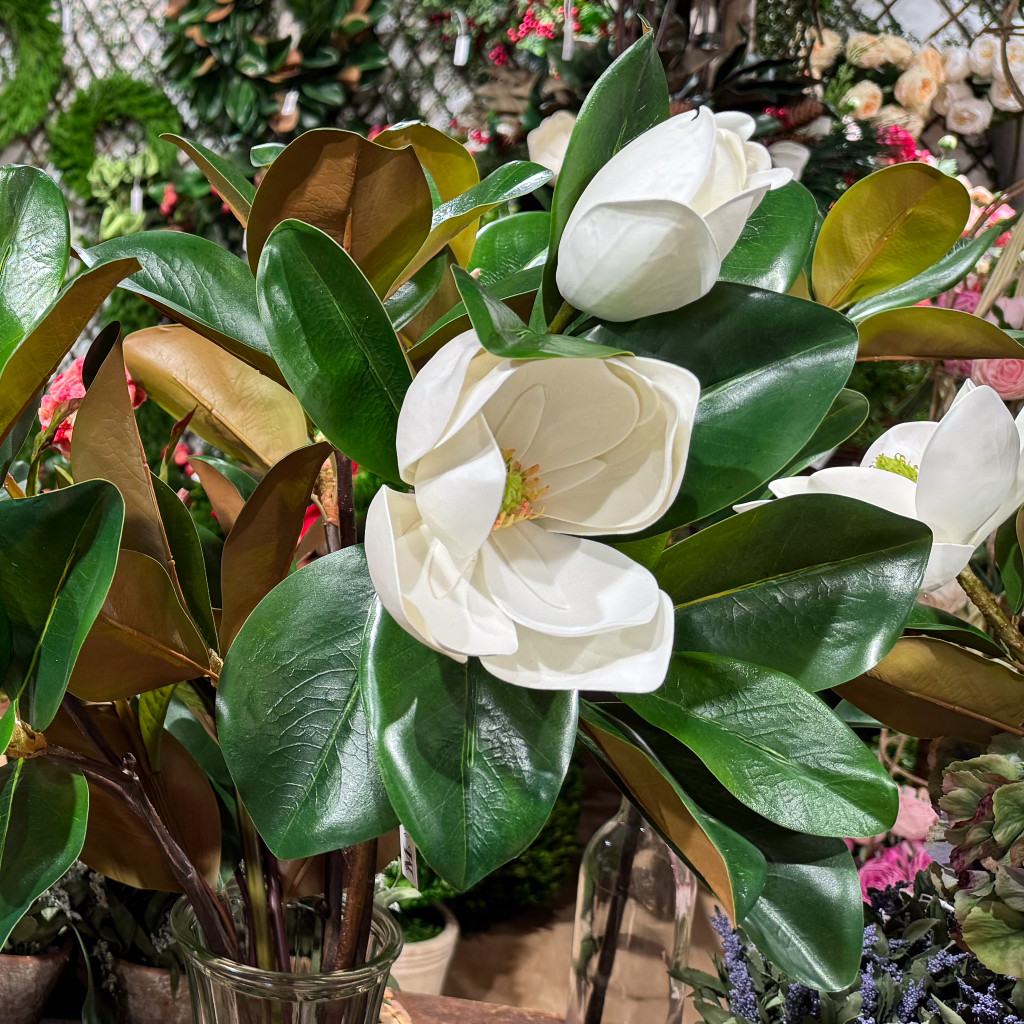 MAGNOLIA FLOWER AND BLOOM STEM - 27 INCH