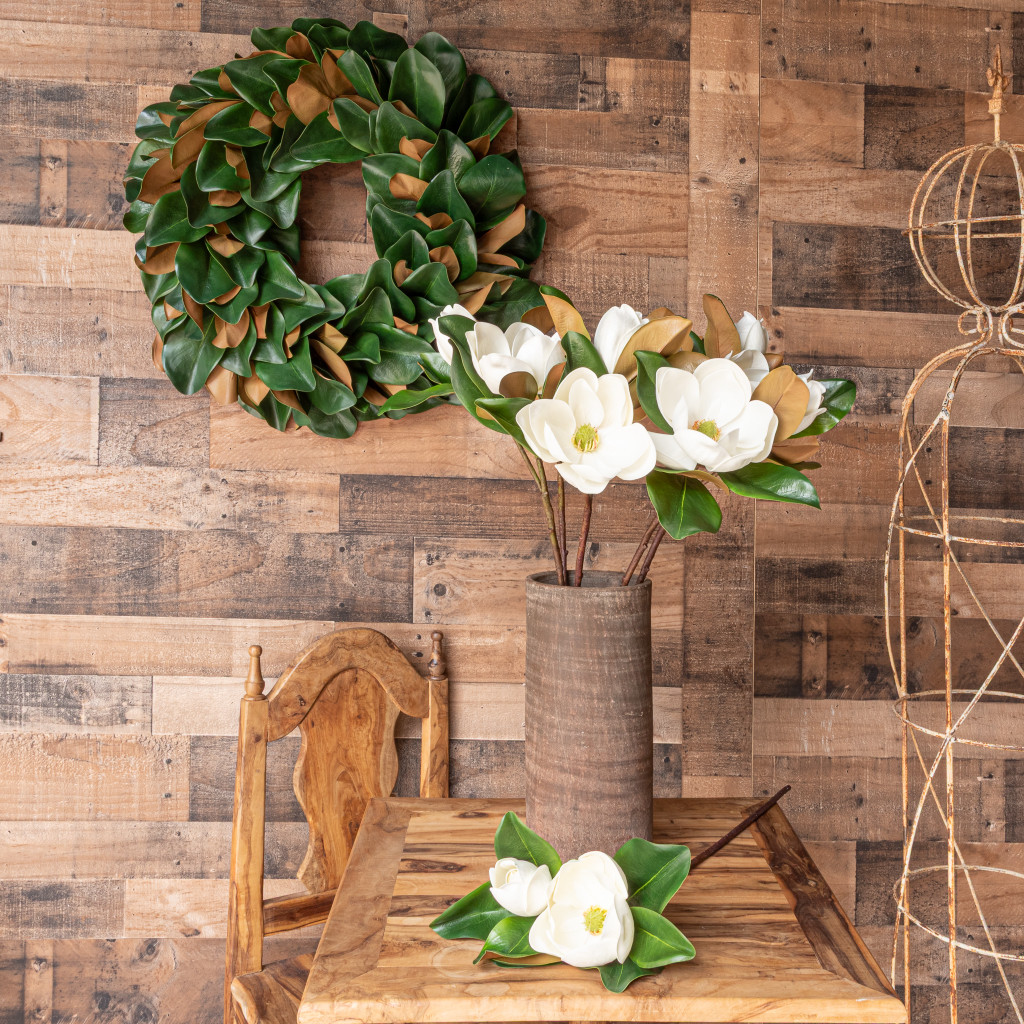 MAGNOLIA FLOWER AND BLOOM STEM - 27 INCH