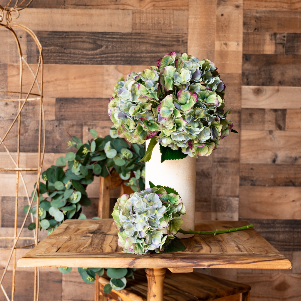 REAL TOUCH HYDRANGEA 20 INCH ANTIQUE GREEN