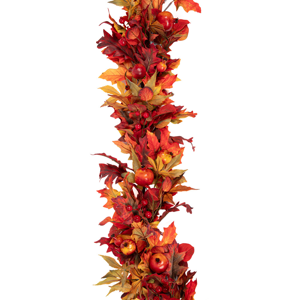 Fall Leaf and Pomegranate Berry Garland 48 Inch