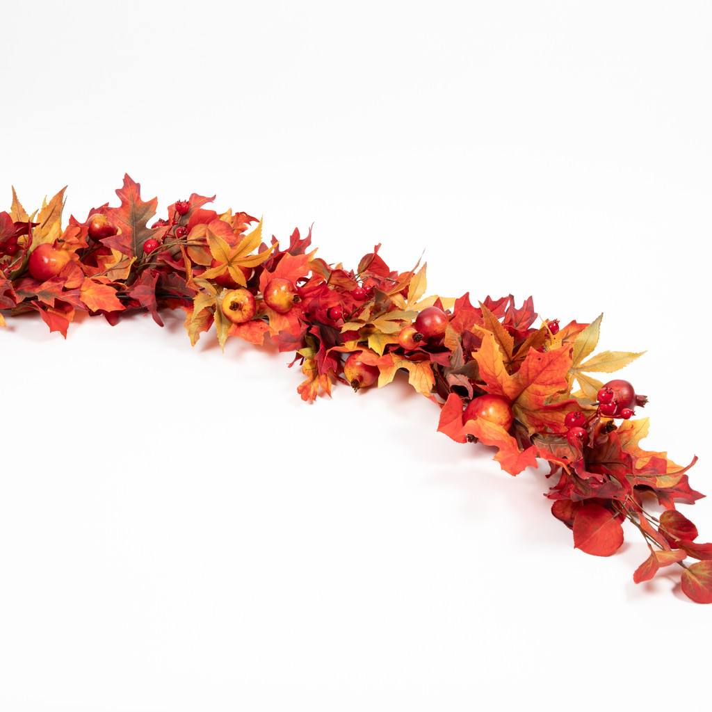Fall Leaf and Pomegranate Berry Garland 48 Inch