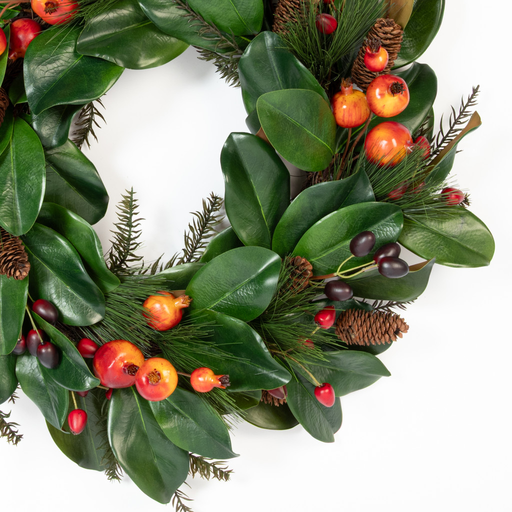 Magnolia Festive Holiday Wreath 24 Inch