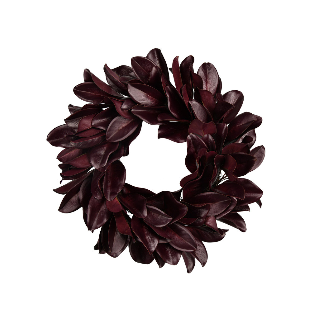Magnolia Leaf Wreath Merlot 27 Inch