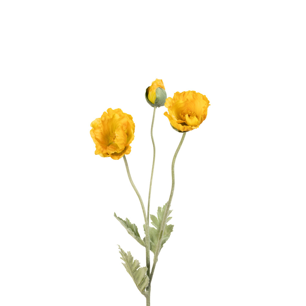 Poppy Spray Yellow Real Touch 3 Head 27 Inch