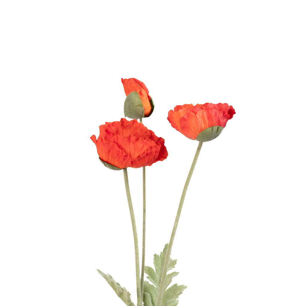 Poppy Spray Summer Red Real Touch 3 Head 27 Inch