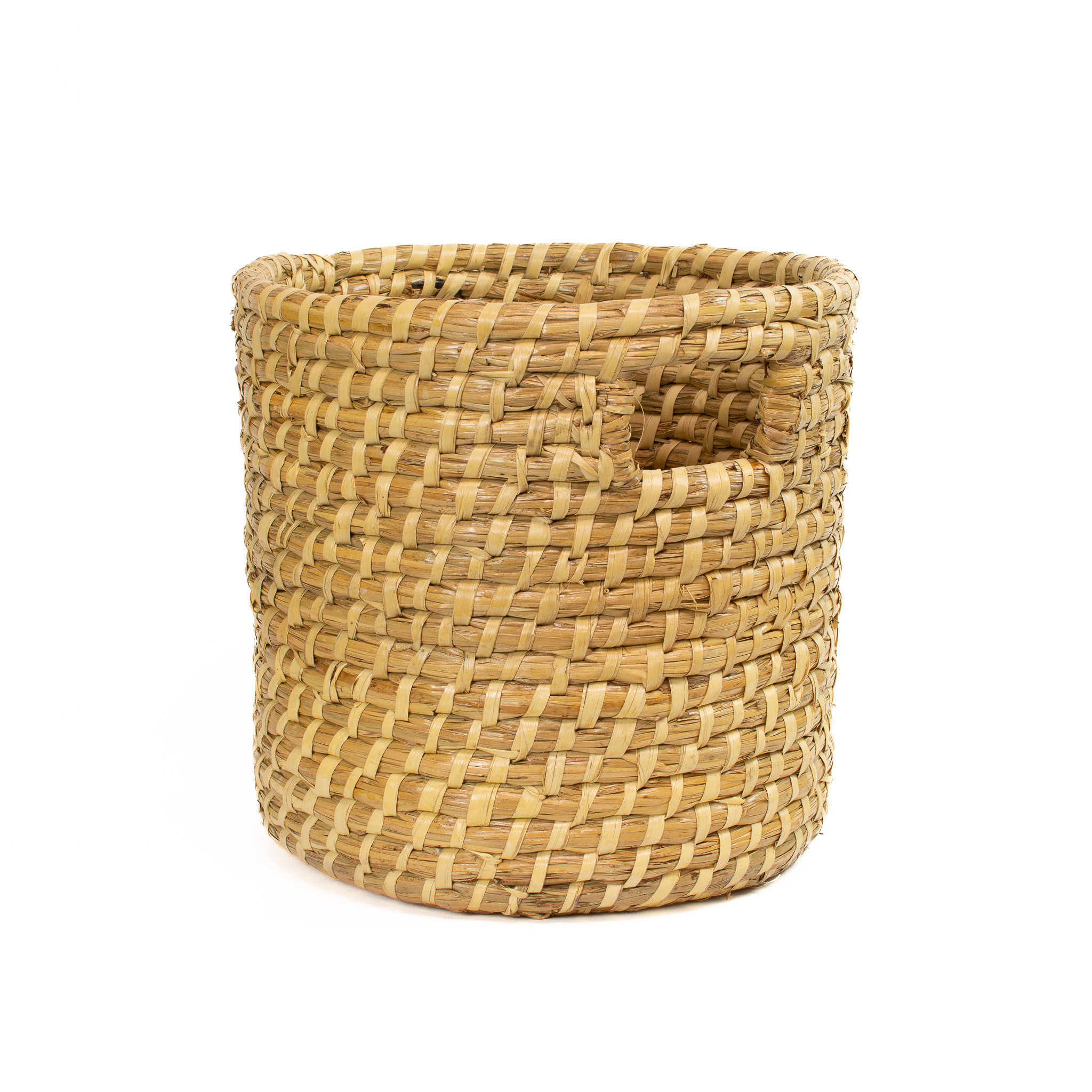 SEAGRASS ROUND BASKET WITH HANDLES Mills Floral Company