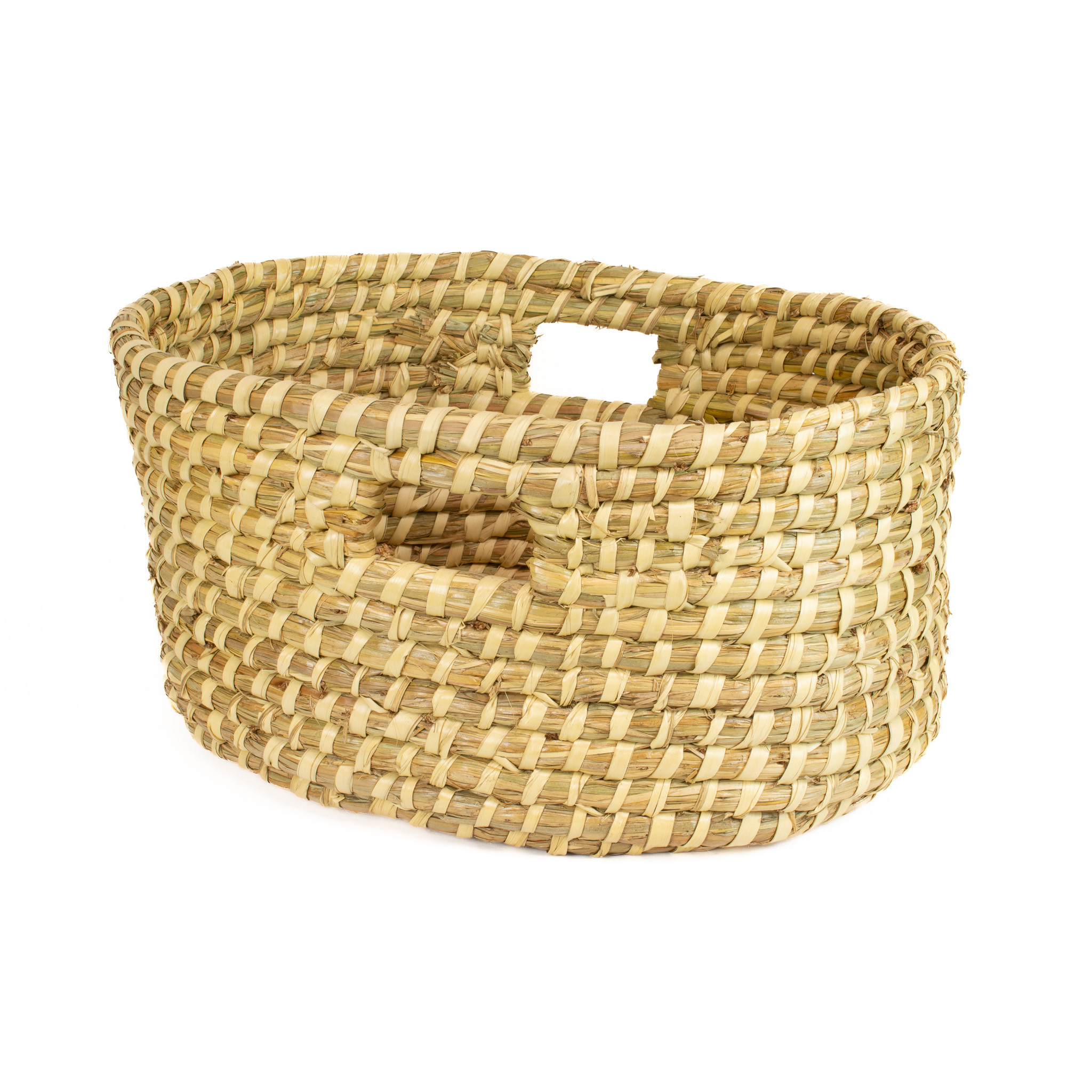 SEAGRASS OVAL TALL BASKET WITH HANDLES LARGE 20 X 14 X 10" Mills