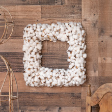 FAUX COTTON SQUARE WREATH - 19 INCH