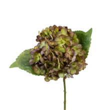 FAUX HYDRANGEA PICK - PURPLE / LIGHT GREEN - 13"