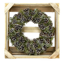 WHITE TIP PINE CONE WITH BRANCHES WREATH - 19 INCH