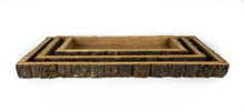 WOOD BARK TRAYS - RECTANGULAR - SET OF 3