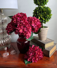 FAUX HYDRANGEA PICK - APPLE RED - 13 INCH