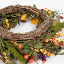 ORANGE AND PURPLE DELIGHT WREATH - 22 INCH