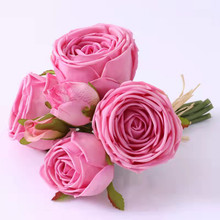 REAL TOUCH ROSE GARDEN 9 INCH BOUQUET - MAUVE - 6 BLOOMS