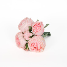 REAL TOUCH ROSE GARDEN 9 INCH BOUQUET - PINK - 6 BLOOMS