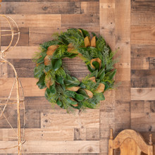 MAGNOLIA EVERGREEN WREATH - 26 INCH