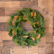 MAGNOLIA EVERGREEN WREATH - 26 INCH