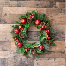 MAGNOLIA AND APPLE WREATH 24 INCH