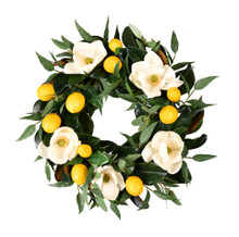 MAGNOLIA FLOWER AND LEMON WREATH - 24 INCH