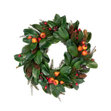 Magnolia Festive Holiday Wreath 24 Inch