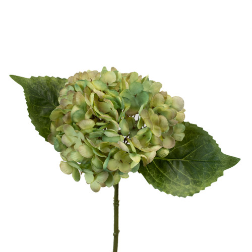 FAUX HYDRANGEA PICK - LIGHT GREEN / PURPLE - 13"