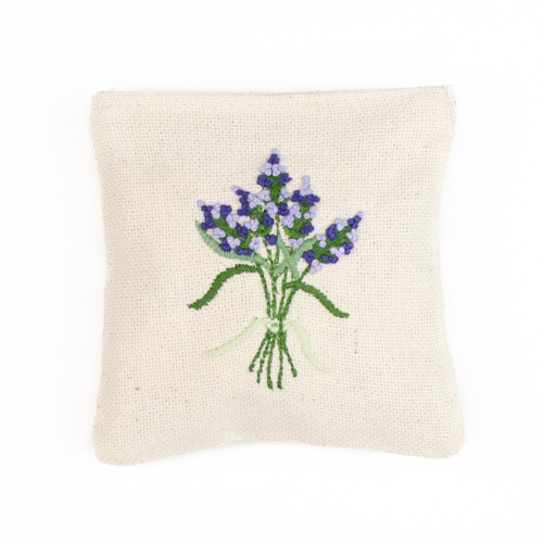 LAVENDER SPRIGS SACHET - ECRU - 4 INCH X 4 INCH