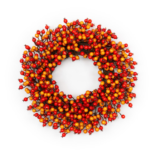 ORANGE BERRY WREATH - 24 INCH