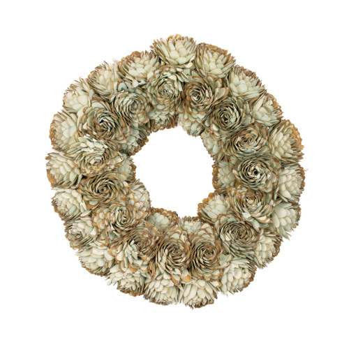 SHOLA ALMOND FLOWER 15" VINTAGE BLUE WREATH