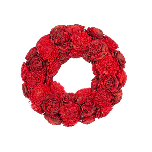 SHOLA COTTAGE ROSE 15" RED WREATH