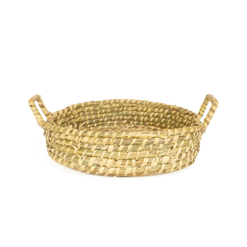 SEAGRASS ROUND BASKET WITH HANDLES - LARGE - 19 X 5"