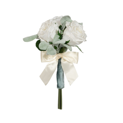 WHITE ROSE & LAMBS EAR BOUQUET