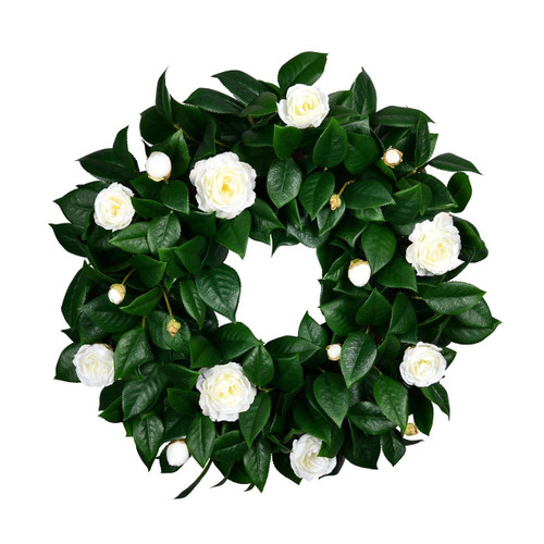 CAMELIA FLOWER WREATH - WHITE - 26 INCH