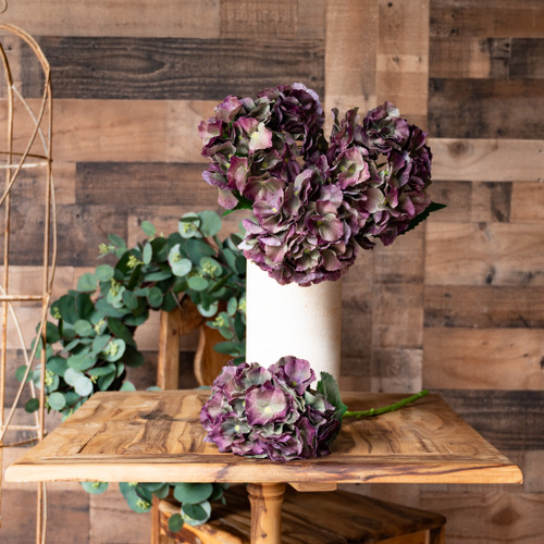 REAL TOUCH HYDRANGEA 20 INCH ANTIQUE BURGUNDY
