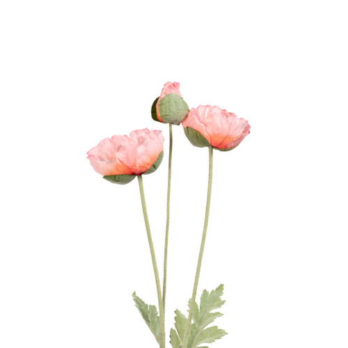 Poppy Spray Cotton Candy Real Touch 3 Head 27 Inch